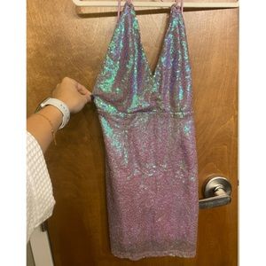 purple superdown glittery mini dress
